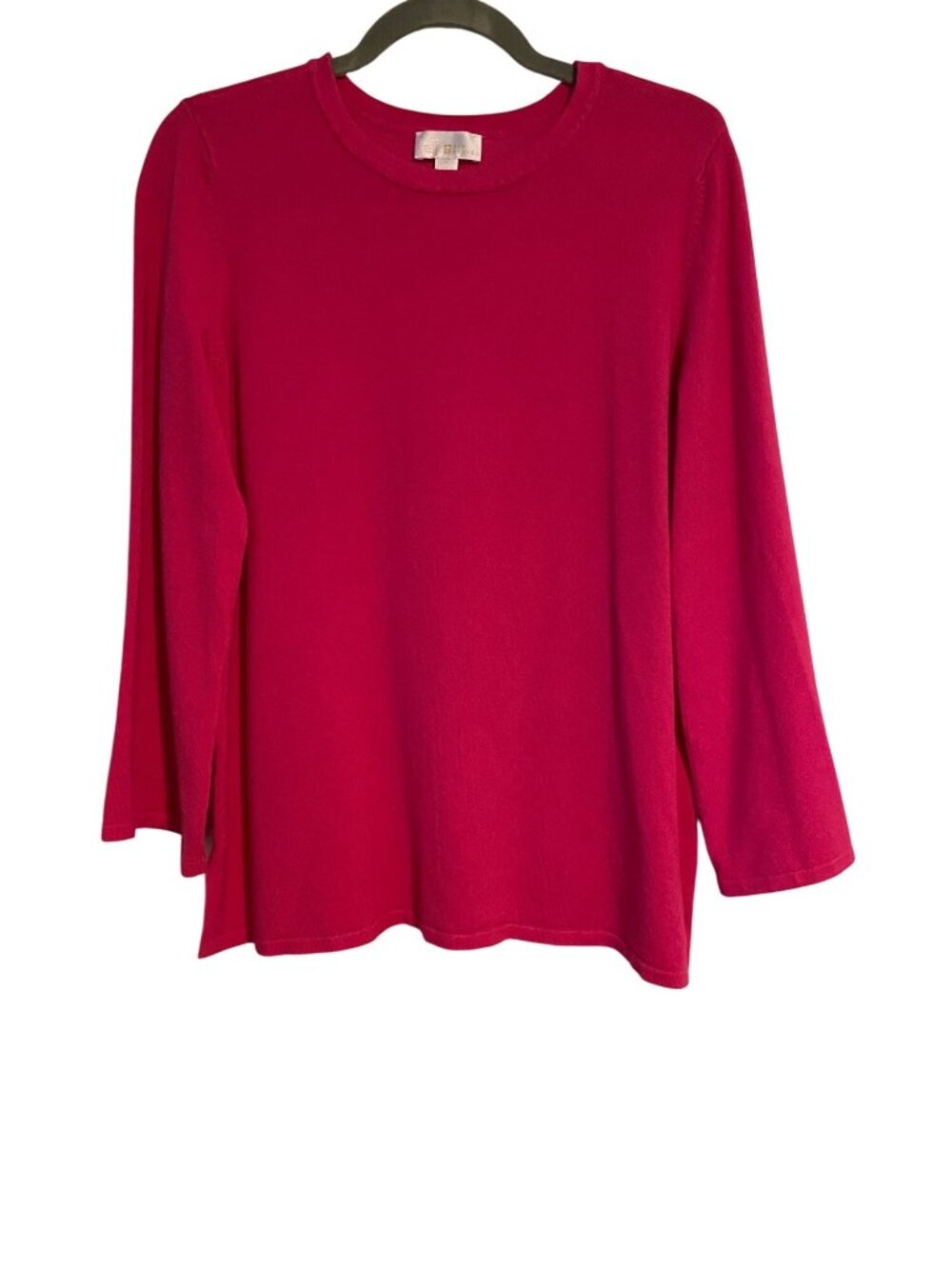 Belle By Kim Gravel Women's  M Pink Sweater Long Sleeve Side Slits Boxy Flowy